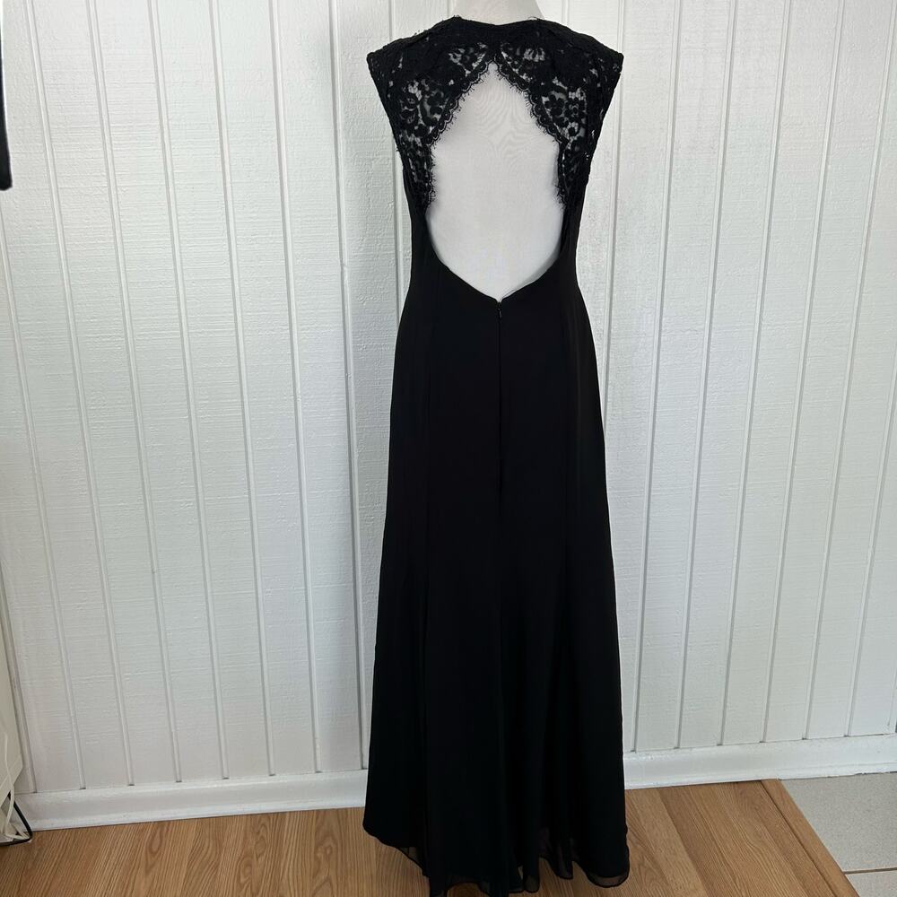 Alvina Valenta Maids Black Lace Open Back Formal Gown Maxi Dress Size 12 - Picture 2 of 9